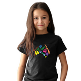 Kids Colour Footprints T-Shirt - Black