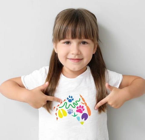 Kids Colour Footprints T-Shirt - White
