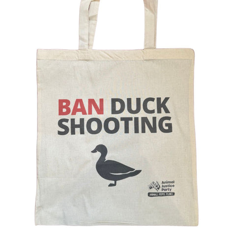 Make a Statement: BAN DUCK SHOOTING Totebag