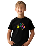 Kids Colour Footprints T-Shirt - Black